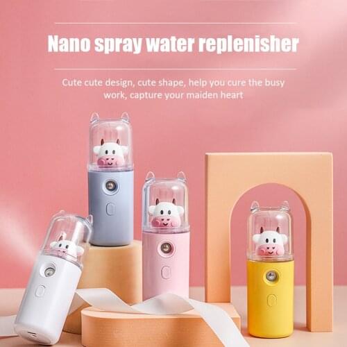 30ML Cute Cow & Rabbit Humidifier Portable Women Makeup Water Replenishment Instrument Handheld USB Perfume Alcohol Nano Sprayer