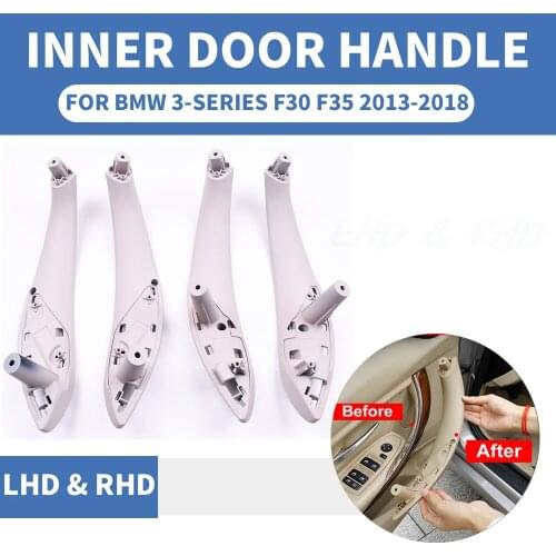 4PCS Cream Front Rear Left / Right LHD RHD Car Interior Inner Door Pull Handle Cover For BMW F30 F80 F31 F32 F33 F35 2013-2018
