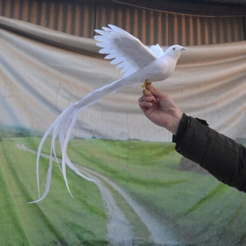 47cm simulation Bird white feathers long tailed spreading wings bird model garden decoration filming prop gift h1075