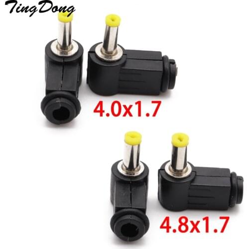 5Pcs Black 4.0mm x 1.7mm 4.8mm x 1.7mm DC Power Male Plug Jack Adapter 90 Degree Male 1.7*4.0 1.7*4.8 mm DC Power Plug Connector