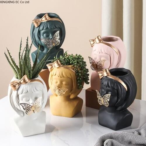 Butterfly Girl Flower Pot Decoration Nordic Creative Character Decoration Home Green Plant Flower Pot Living Room Decoration