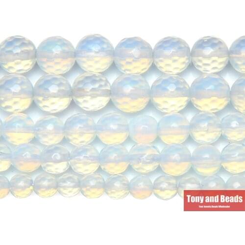 9th Aug Natural Stone Faceted White Opalite Quartz Loose Beads 15" Strand 4 6 8 10 12 MM Pick Size For Jewelry
