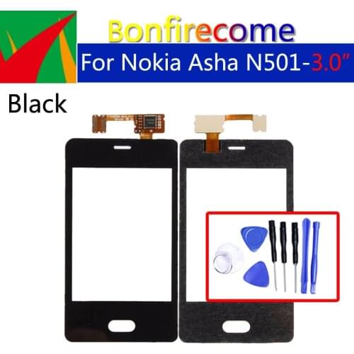 Black Touch Screen For Nokia Asha N501 501 Digitizer Panel Sensor Glass Replacement Parts