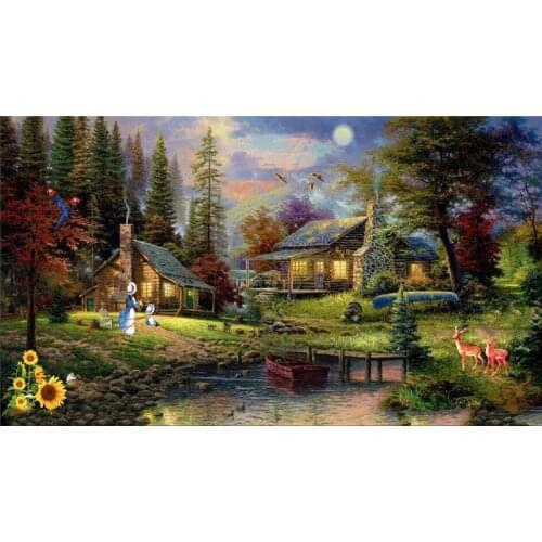 Diy 5D Diamond Painting Cross Stitch Countryside landscape trees Mosaic Diamond Embroidery Full cube drill Diamond Paintings