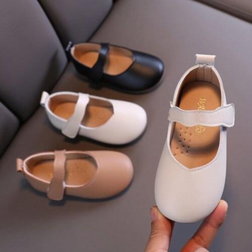 Girls Shoes Basic Mary Janes Kids Shoes Flats Basic Baby Toddlers Anti-Slippery Casual Shoes For Child Leather Shoes Black White