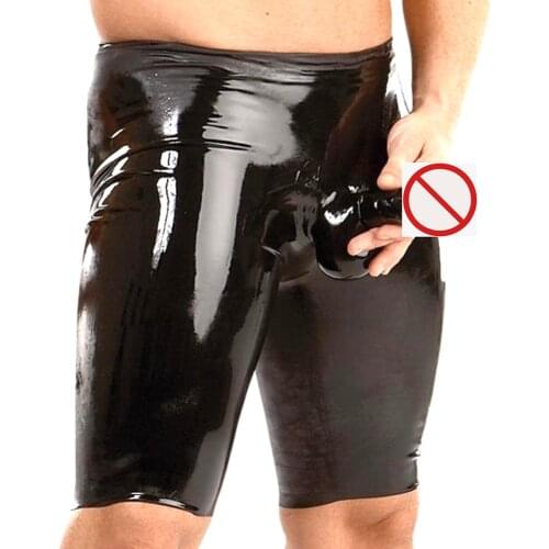 Fetish mens patent leather underwear latex pants hot fetish sexy lingerie exotic dancewear night club wear leather skinny pants