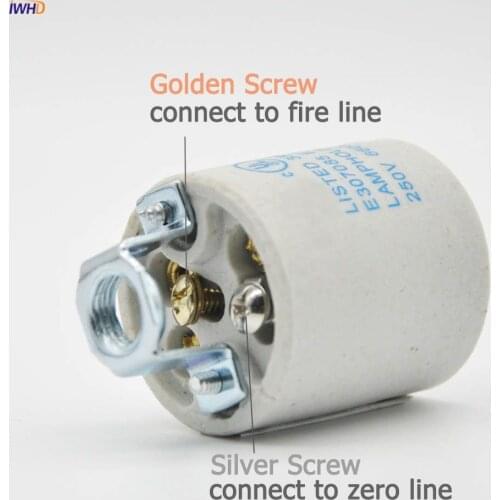 IWHD Creamic Douille E27 Lamp Holder For Light Bulb Heat Resistant Fitting E27 Light Socket Bulb Holder Portalamparas 110v-220v