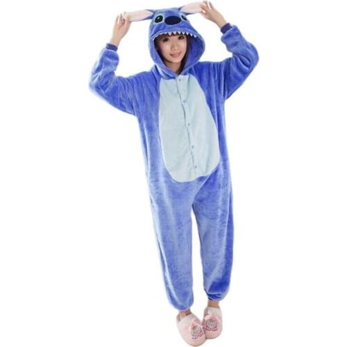 Kigurumi Blue Stitch Onesies Pajamas For Adults Cute Animal Cosplay Pyjamas Unisex Cartoon Anime Cosplay Costume