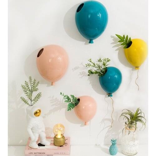 Creative Ceramic Balloon Decorative Wall Vase For Flowers Decoration Home Wedding Party Restaurant Bar Porcelain Hanging Vases