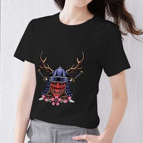 Summer T-shirt Womens Wild Harajuku Regular Top Casual Cartoon Anime Monster Pattern Printing Series T-shirt O-neck Vogue Top
