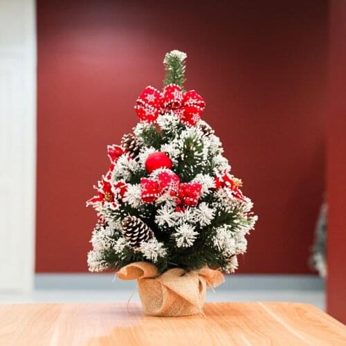 Mini Christmas tree home small flocking white Christmas tree desktop Christmas decorations small table tree decoration