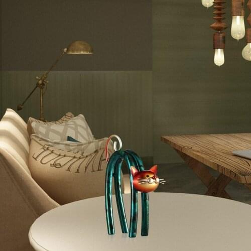 Metal Sculpture Iron Art Standing Cat Crafts Crafts Home Decor