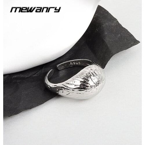 Mewanry Irregular Concave Convex 925 Sterling Silver Rings for Women Fashion Vintage Punk Rock Simple Design Party Jewelry Gifts