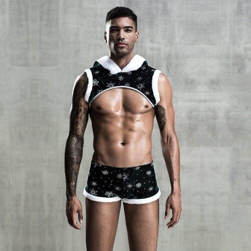 Mens Role Play Sexy Christmas Uniform Set Cosplay Gay Bar Pole Dance Costume Outfit With Hat