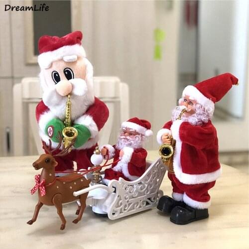 Christmas Santa Claus Music Doll Ornaments Xmas Gift Santa Claus Snowman Tree Doll Hang Decorations New Year Home Decoration