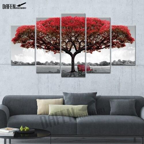 Wall Art Canvas Picture Beautiful Red Maple Leaf Tree Modern Painting for Living Room Home Bathroom Decorative Artwork Framed