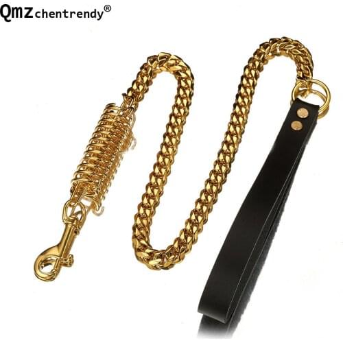 Stainless Steel 30inch+9 inch Large Dog Training Chain Choke Collar Strong Traction Practical Cuban P Chain Necklace For Pet dog