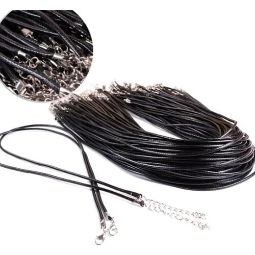 NK697 1 piece Wholesale 2.0mm Hot Collares New Men Black PU Leather Cord Necklace For Women DIY Chain Jewelry Statement Gift