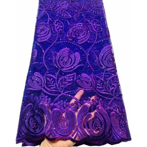 New Design Nigerian Lace Fabric African Lace Fabrics High Quality Tulle Net Elegant French Net Lace For Wedding EL91101 Purple