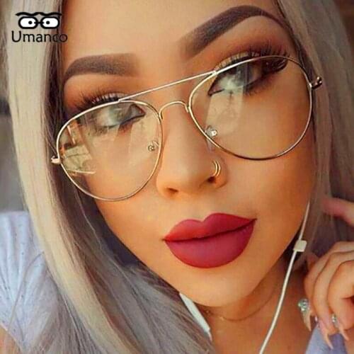 Oversized Pilot Anti Blue Light Glasses For Women Men Metal Frame Transparent Fashion Luxury Brand Party Accessories Gifts