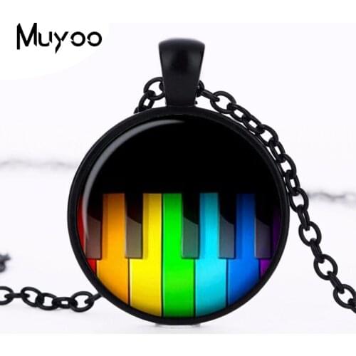 Rainbow Piano keys Necklaces Pendants Rainbow Piano Keys Pendant Choker Necklace for Women Men Mod jewelry HZ1