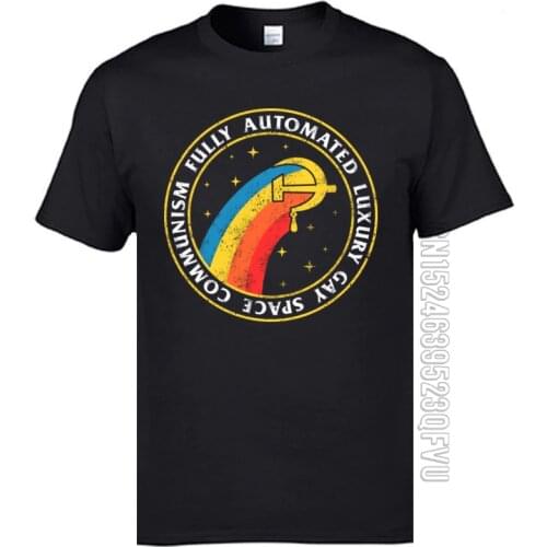 Fully Automated Luxury Gay Space Communism Logo Men Tshirts Retro CCCP Soviet Sickle Proletariat Printed Tops T Shirt New