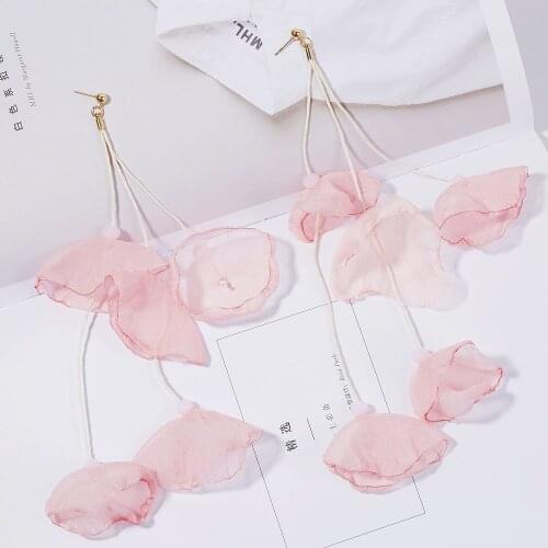Multicolored Fashion Resin Flower Long Tassel Earrings Alloy Lace Handmade Petal Statement Dangle Earrings For Women Gift