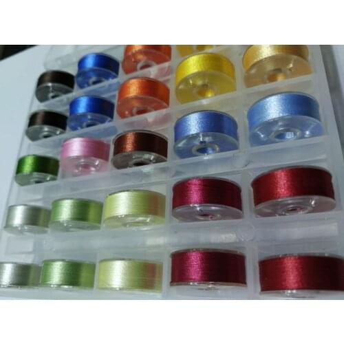 60wt Pre-wound Bobbin Thread Embroidery Machine Bobbin Thread 25PCS /box Size L