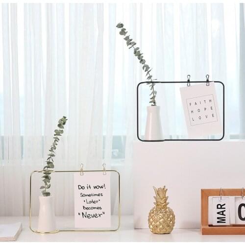 Nordic ins wrought iron ceramic vase small ornaments green plants dried flowers home decoration message photo frame