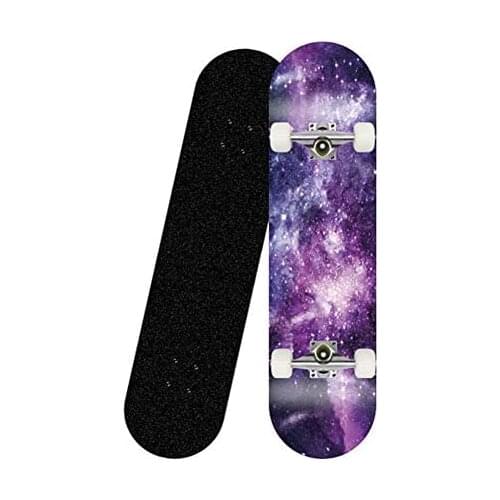 Skateboards 31''X 8" Complete Skateboard 7 Layer Canadian Maple Skateboard Deck for Extreme Sports and Outdoors,Star Sky