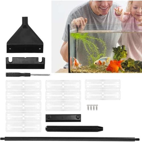 Aquarium Algae Scraper Aluminum Alloy Glass Fish Tank Algae Cleaner with Detachable Pole