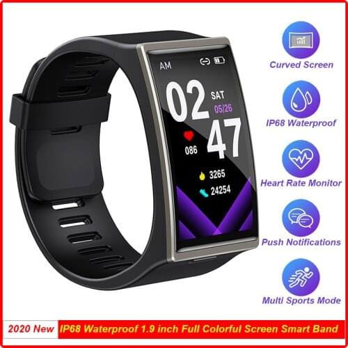 Smartwatch 2020 1.9'' Curved Full Screen IP68 Waterproof Sports Heart Rate Blood Pressure Monitor Smartband Men For Andriod IOS