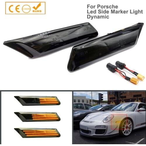 2Pcs LED Dynamic Side Marker Lights Turn Signal Blinker Lamps For Porsche 911 Carrera 997 Boxster 987 Cayman Turbo Targa GT2