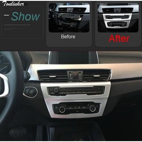 Tonlinker 1 PCS Car Styling DIY ABS Matte Air conditioning knob decoration panel Cover Case stickers for Bmw New X1 2016 17