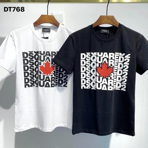 Dsquared2 New Men/Women Street Hip-Hop Round Neck Short-Sleeved T-Shirt Cotton Locomotive Letter Printing Casual Tee DT768