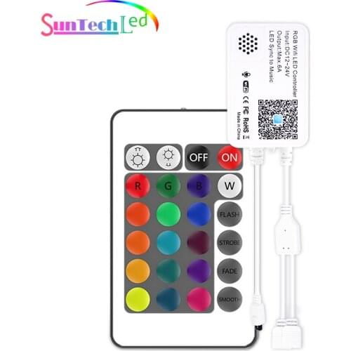 Suntech WIFI Controller And 24-key Remote Control,Work With Amazon Alexa And Google Assistant,Can Be Voice-controlled