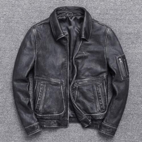 Vintage Mens Genuine Leather Jackets and Coat Motorcycle Real Cow Cowhide Winter Outerwear jaqueta masculino couro Plus Size 5XL