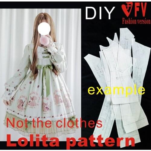 Lolita pattern DIY handmade drawings female soil long-sleeved dress 1:1 clothing cutting pattern LOLI-4