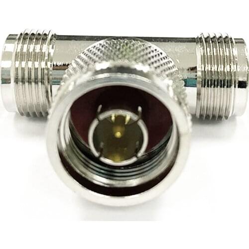 1pc N Male Plug to 2 N Female Jack RF Coax Adapter convertor Straight T type splitter Nickelplated NEW wholesale