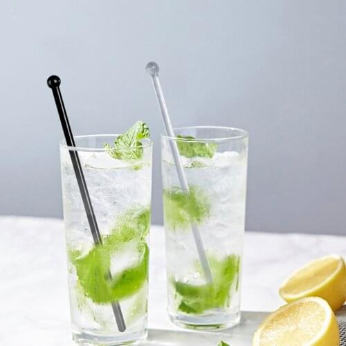 12PCS Clear+Black Plastic Cocktail Swizzle Sticks Drink Wine Beverage Stirrer Coffee Muddler Puddler KTV Bar Decration ECO