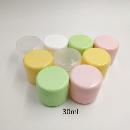 20pcs/lot 30ml 30cc 1oz Plastic pink green clear white round type cosmetic pot container for makeup packaging