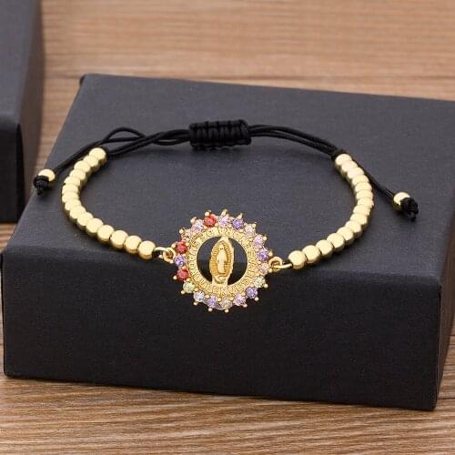 2020 New Trendy 9 StylesVirgin Mary Bracelet Gold Color Jesus Christ Handmade Beads Bracelets For Women Adjustable Jewelry Gifts