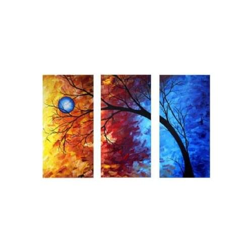 3pcs Hand Painted Oil Painting-Modern Canvas Art Wall Decor-Jewel Tone