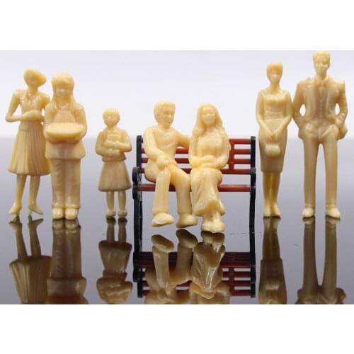 P30B 40pcs Model Trains 1:30 Scale Unpainted Figures G Scale Standing and Seated Person Model Miniature Layout
