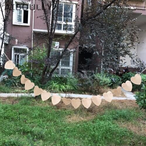 400cm 15 flags Jute Fabric Bunting Banner Heart Flags vintage Wedding Party Burlap Banners Rustic wedding decoration Cent