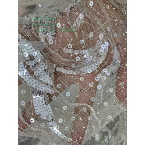 5yards/bag Crystal white jumbled line pattern embroidery beads sequined european-style fabric used for wedding dress fashion