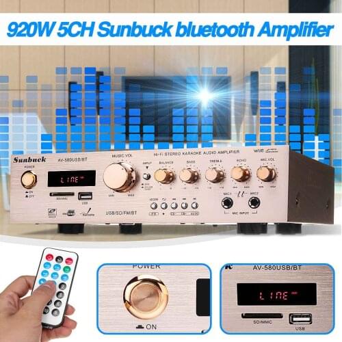 920W 220V 5CH bluetooth HiFi Stereo AV Surround Amplifier FM Karaoke Cinema Home Theater Amplifiers With Remote Control