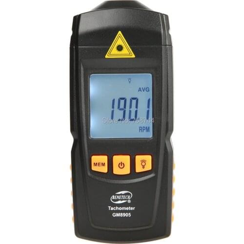 BENETECH Auto Tachometer Handheld Digital Electronic Mini Laser Tachometer Rpm Portabel GM8905 2.5-99999rpm Laser Tachometers