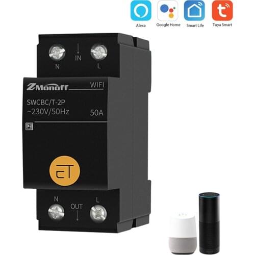 Tuya Wifi Intelligent Timing Circuit Breaker DIN Rail Installation Phone APP Control for Alexa Google Assistant Voice Control