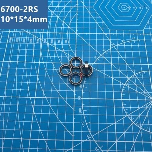 Free Shipping 6700RS Bearing (10PCS) 10*15*4 mm Thin Section 6700-2RS Ball Bearings 61700 RS 6700 2RS With black Sealed A-1510DD
